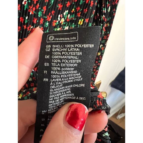 & Other Stories Stockholm Atelier Dark Floral Printed V Neck Long Sleev Top 2 XS - Picture 8 of 10